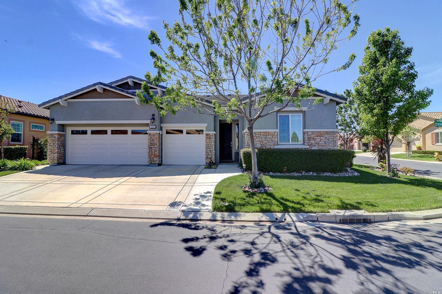 425 Spring Creek Drive Rio Vista, CA 94571 - Photo 1 of 1 Beautifully maintained home with soothing exterior colors and stacked stone accents. Custom landscaped corner lot.