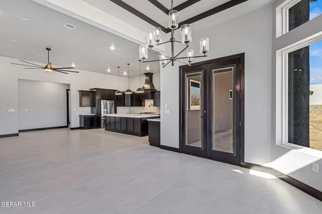 a view of kitchen with cabinets and wooden floor
