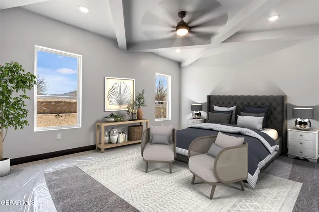 a bathroom with double vanity sinks and a mirror