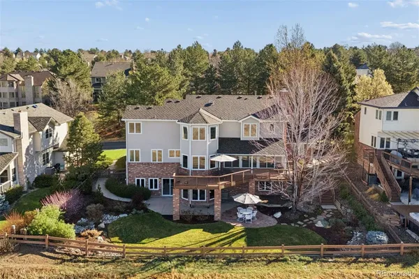 a view of a lake with a big yard