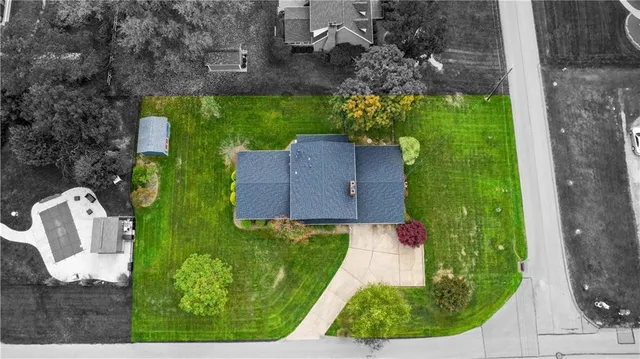 an aerial view of a house