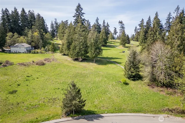 a view of a pathway with a garden