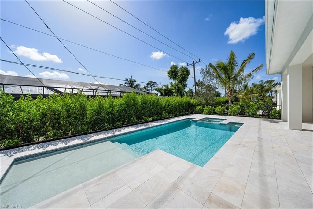 23511 Coconut Road Estero, FL 34134 - Photo 45 of 50 a view of swimming pool with outdoor seating and plants