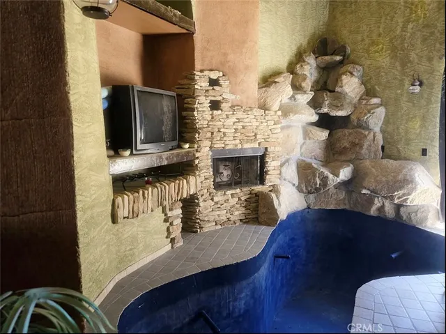 a view of a room with a window