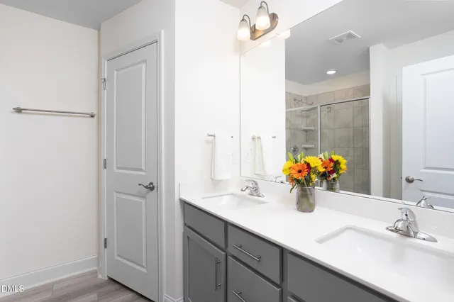 a bathroom with a shower