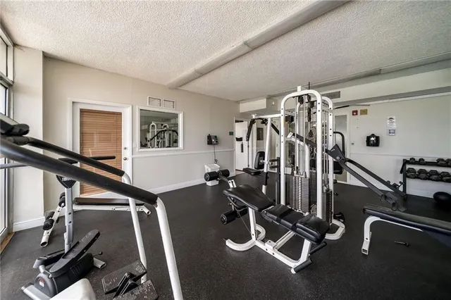 a view of a room with gym equipment