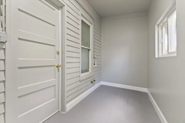 a view of an empty walk in closet