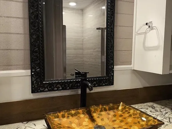 a bathroom with a shower