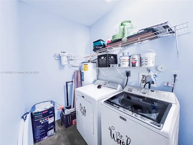 a close view of a utility room with racks on the wall