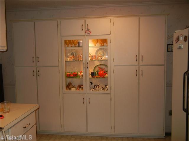 6307 Nat Road Julian, NC 27283 - Photo 6 of 15 Kitchen. Large Pantry with glass front cabinets.