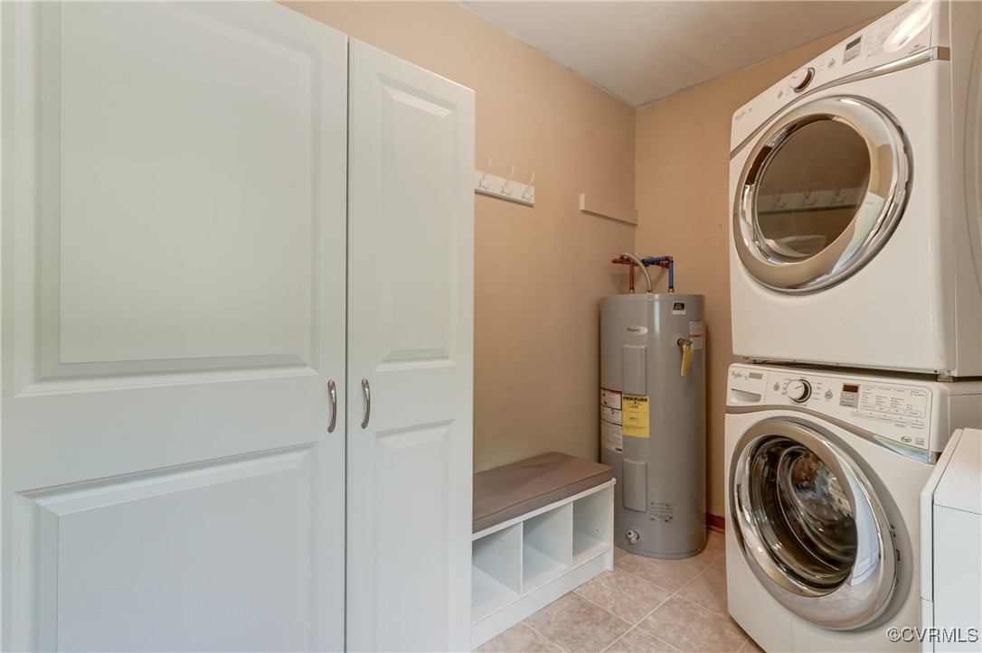 4509 Lockin Road Powhatan, VA 23139 - Photo 17 of 38 Washroom with water heater, stacked washing machin