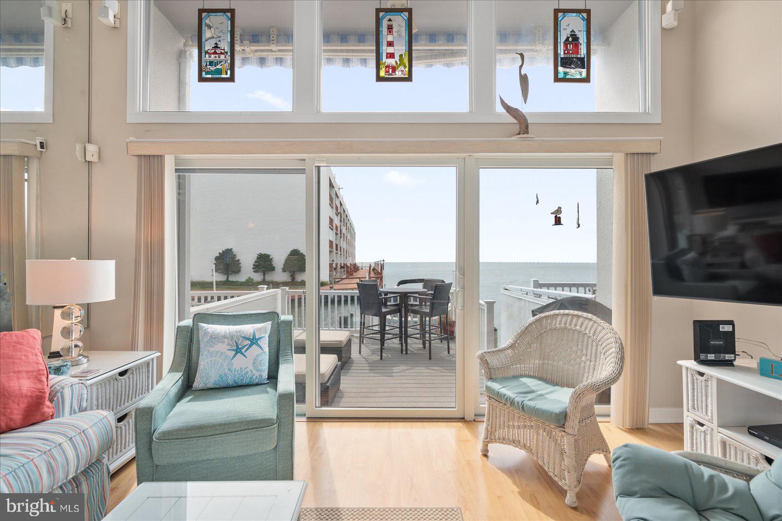 775 94th Street, Unit 775 Ocean City, MD 21842 - Photo 12 of 57 a living room with furniture a flat screen tv and kitchen view