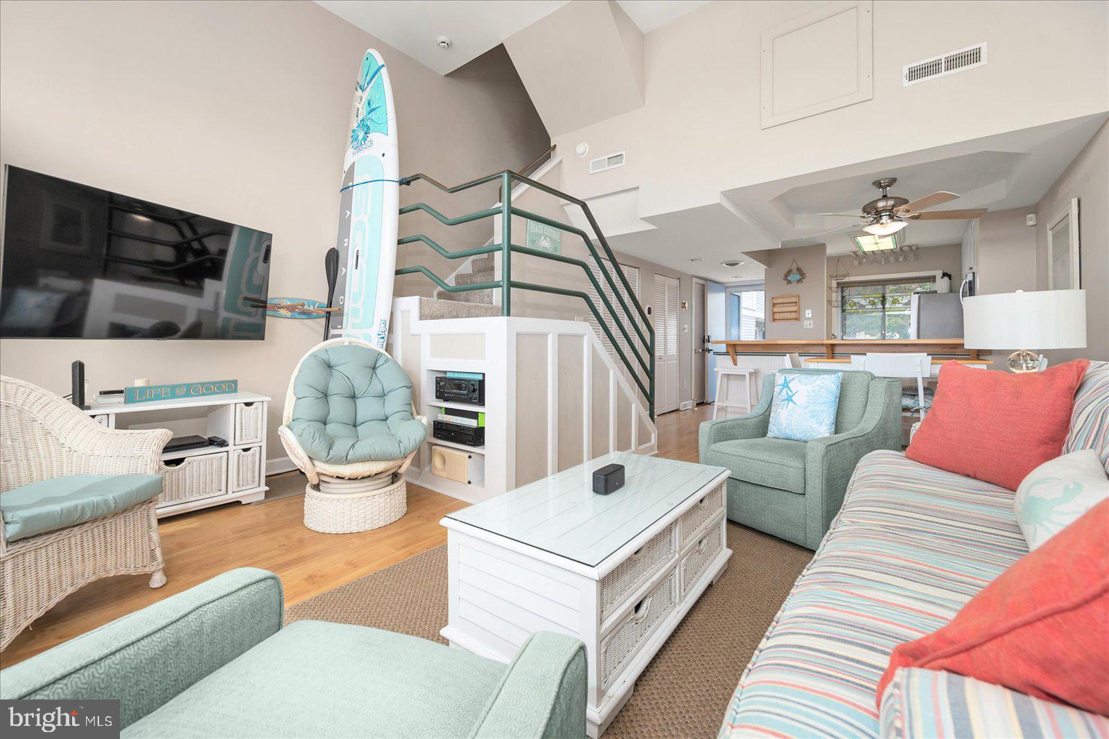 775 94th Street, Unit 775 Ocean City, MD 21842 - Photo 14 of 57 a living room with furniture and a flat screen tv