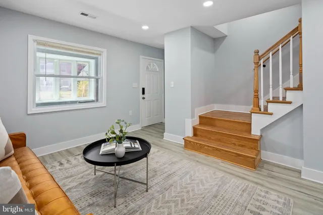 a living room with furniture