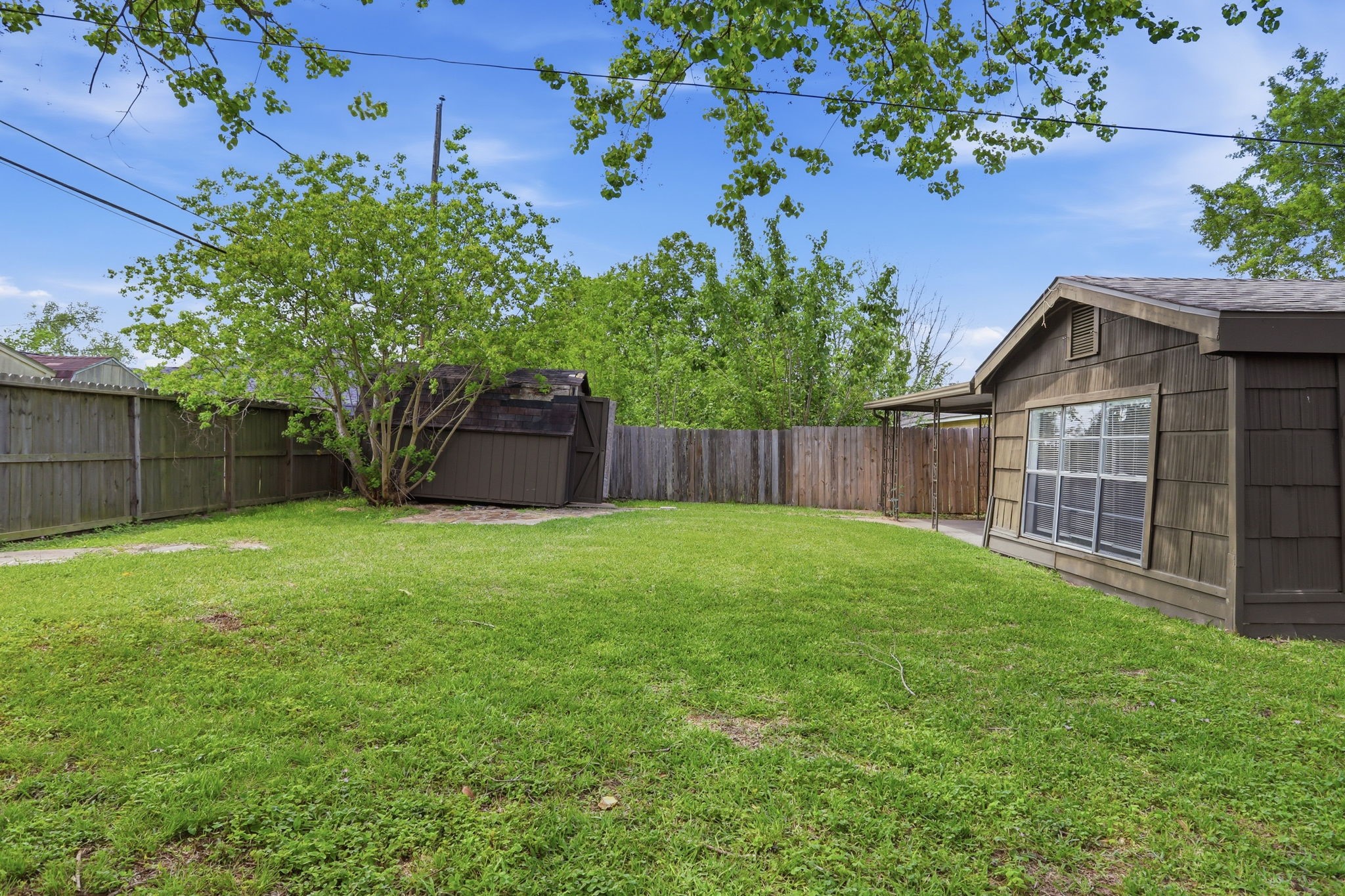 5242 Grace Point Lane Houston, TX 77048 - Photo 38 of 38 a view of a backyard with a plants and tree
