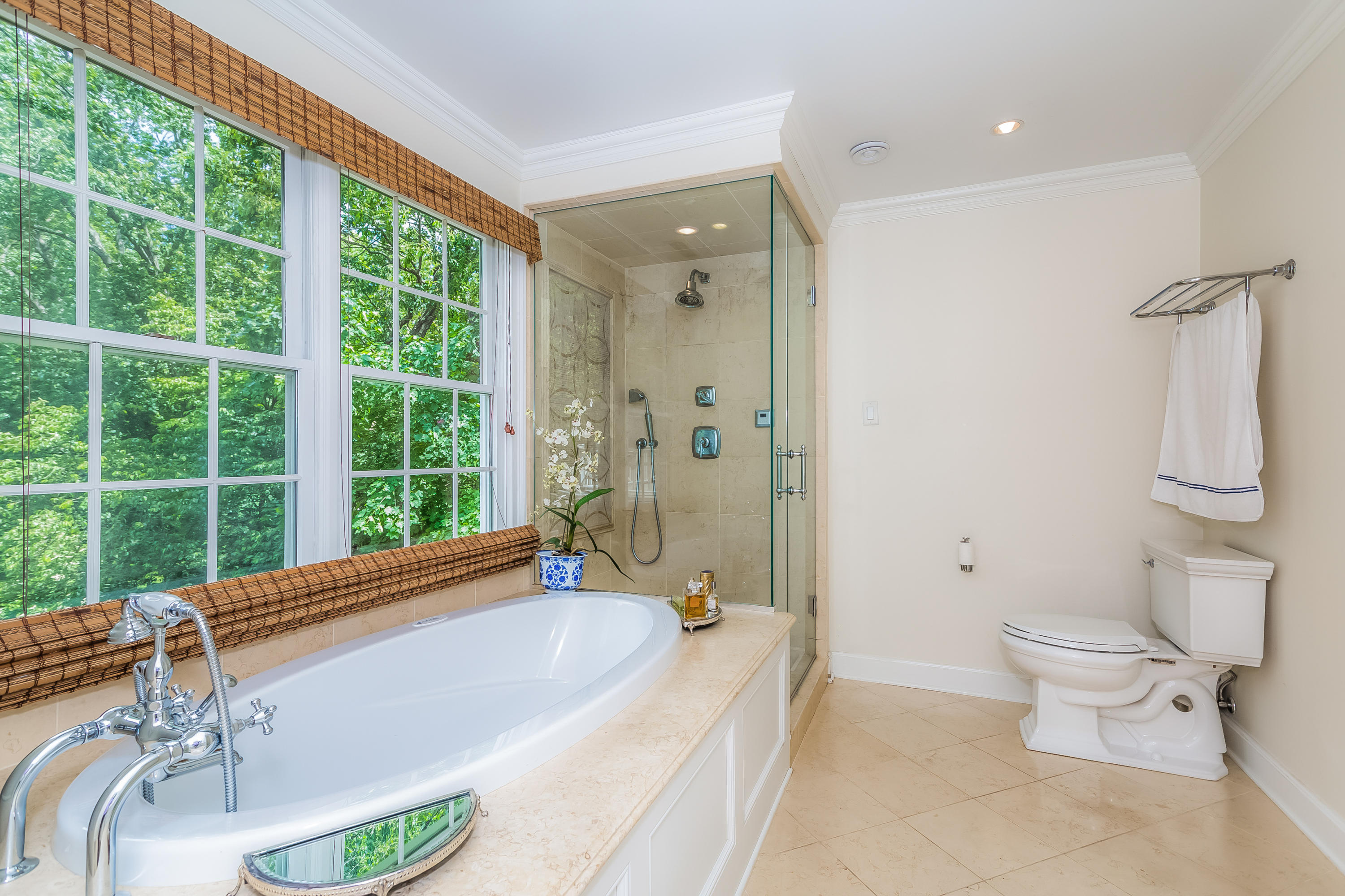 24 Birch Road Darien, CT 06820 - Photo 13 of 20 a bathroom with a granite countertop sink and a large mirror