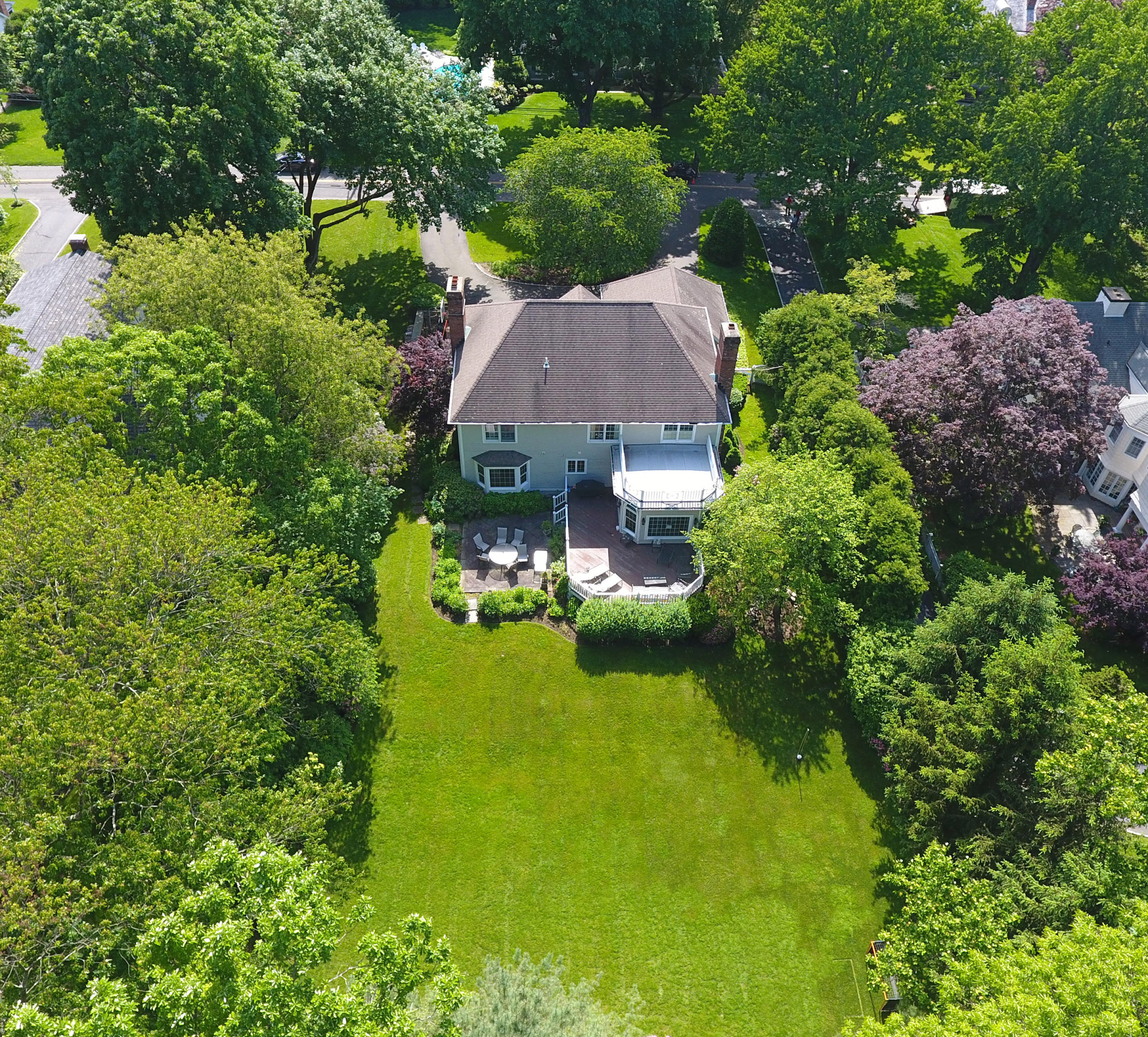 24 Birch Road Darien, CT 06820 - Photo 19 of 20 an aerial view of a house with yard swimming pool and outdoor seating
