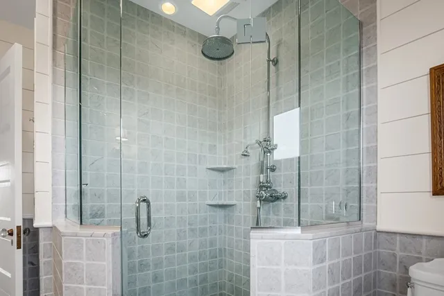 a bathroom with a shower