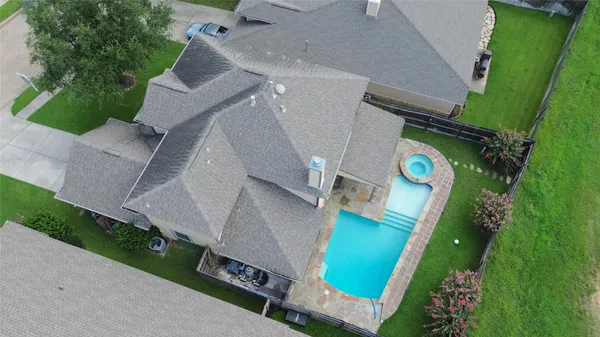 an aerial view of a house