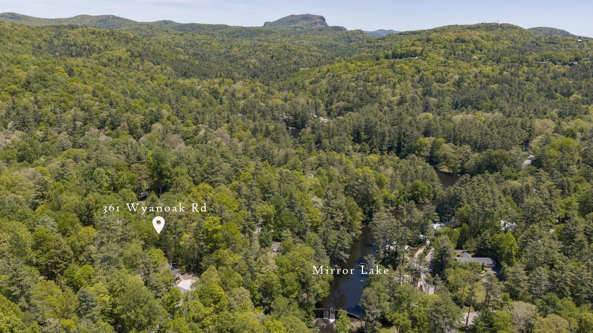 361 Wyanoak Road Highlands, NC 28741 - Photo 2 of 34 Drone photo showing how close the property is to the waterfall