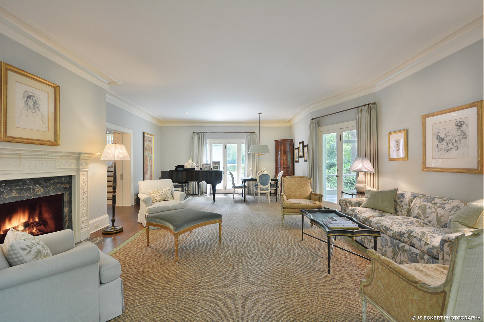 1035 North Sheridan Road Lake Forest, IL 60045 - Photo 8 of 47 a living room with furniture and a fireplace