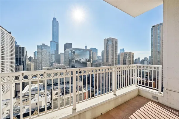 a view of city with tall buildings