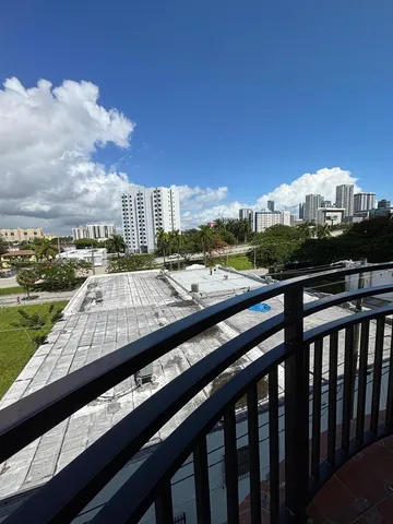 a view of a city from a balcony