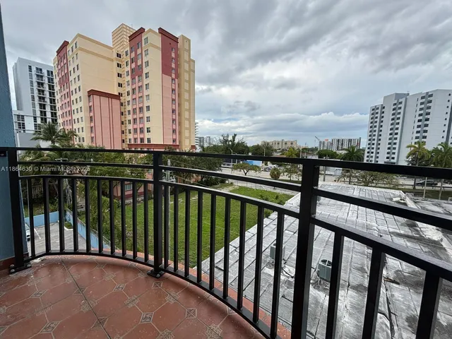a view of city from a balcony