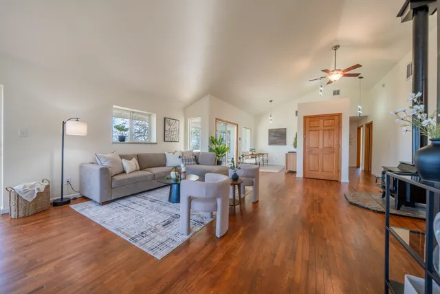 a living room with furniture