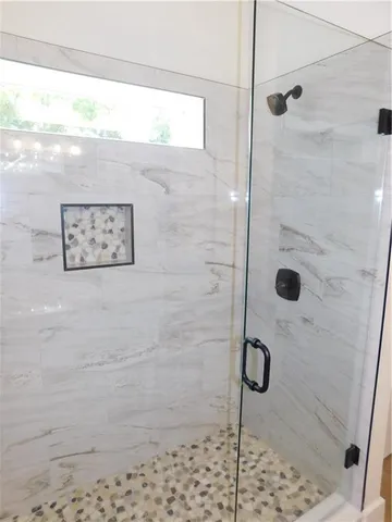 a bathroom with a shower