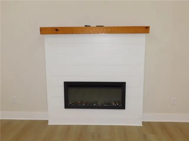 a close view of a fireplace