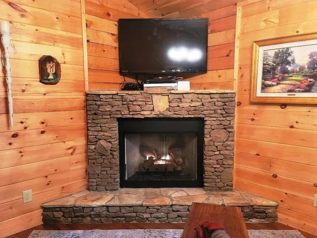 a room with fireplace