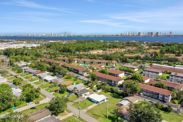 an aerial view of a city with lots of residential buildings