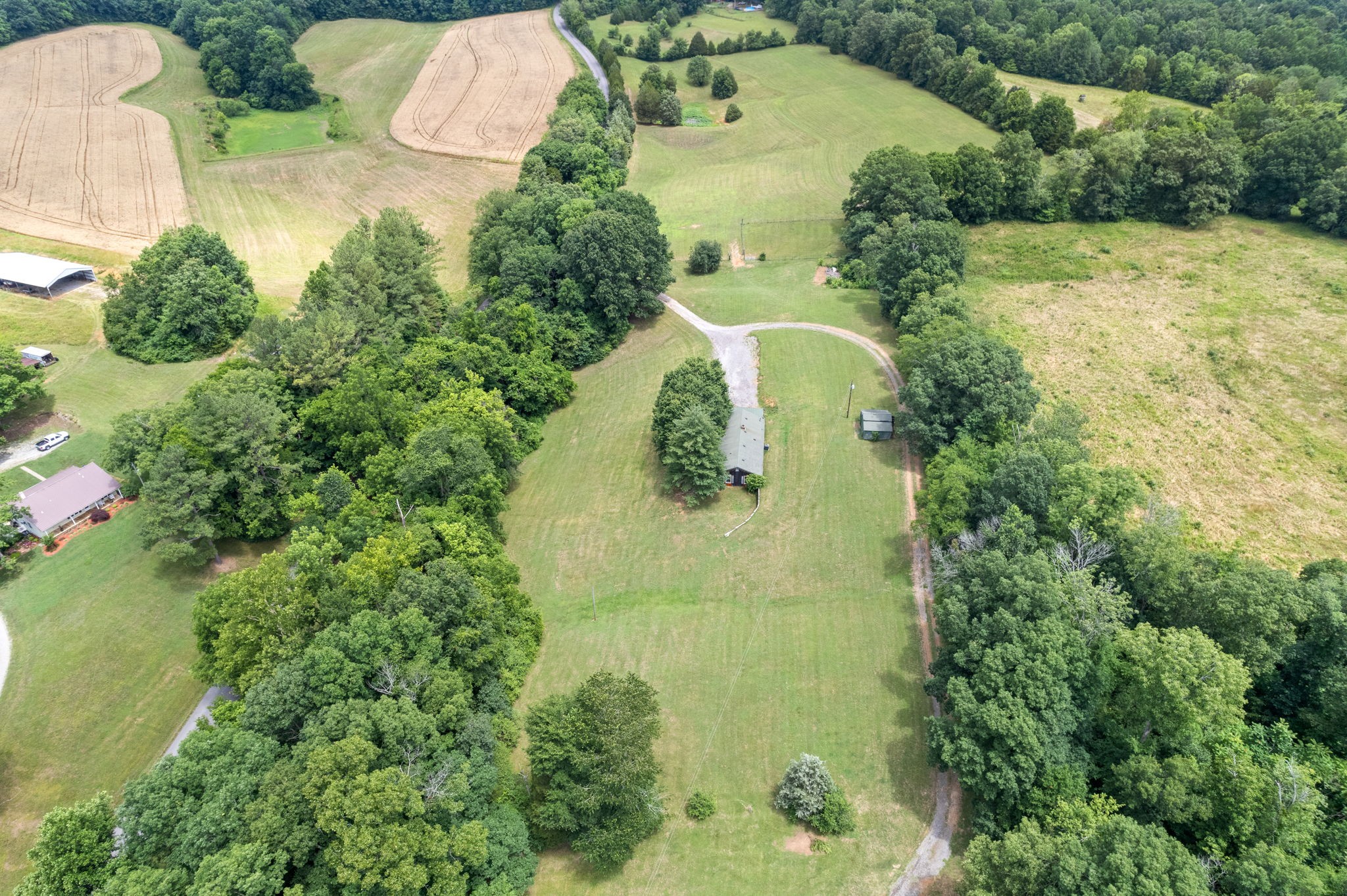 an aerial view of a house