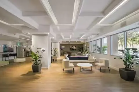 a living room with furniture potted plant floor to ceiling window and potted plant