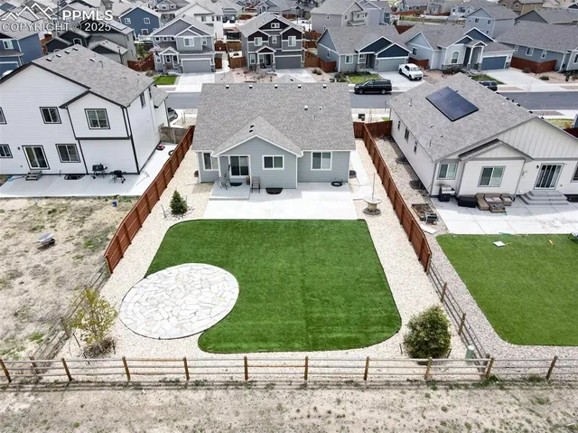 an aerial view of a house