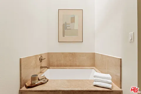 a bathroom with a bathtub