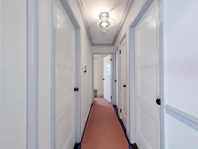 a view of a hallway with a elevator