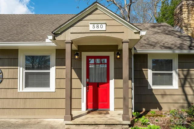 a view of a building with door