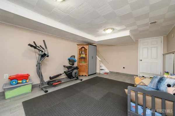 a room with gym equipment