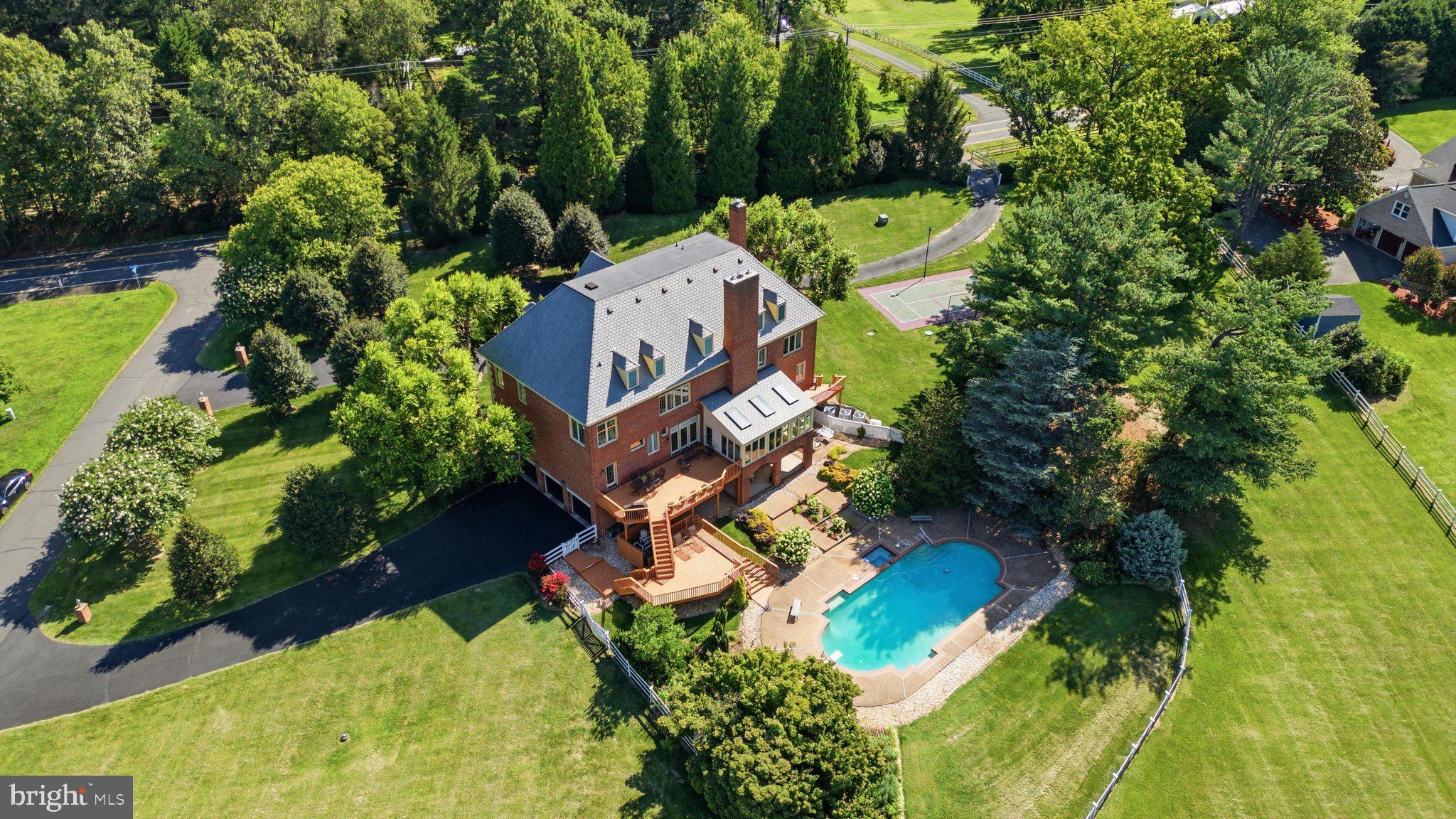 6700 Clifton Road Clifton, VA 20124 - Photo 3 of 125 Aerial with heated pool, sport court & on 5 Acres!