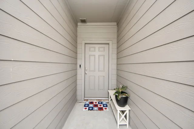 a balcony view with seating space