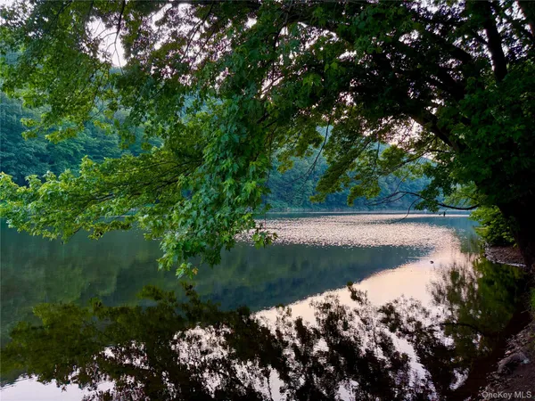 a view of lake with green space