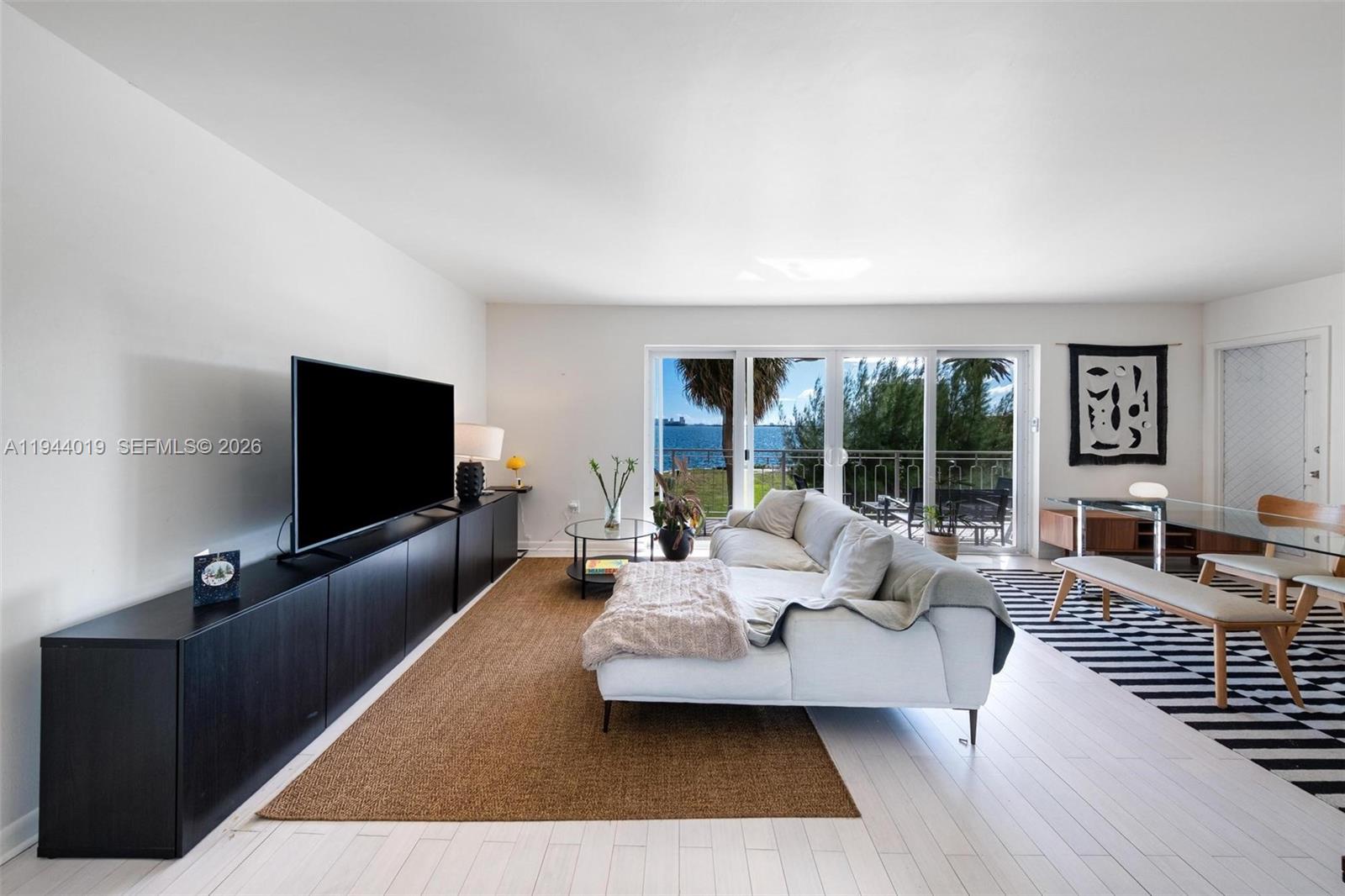 11111 Biscayne Boulevard, Unit 2D Miami, FL 33181 - Photo 2 of 26 a living room with furniture and a flat screen tv