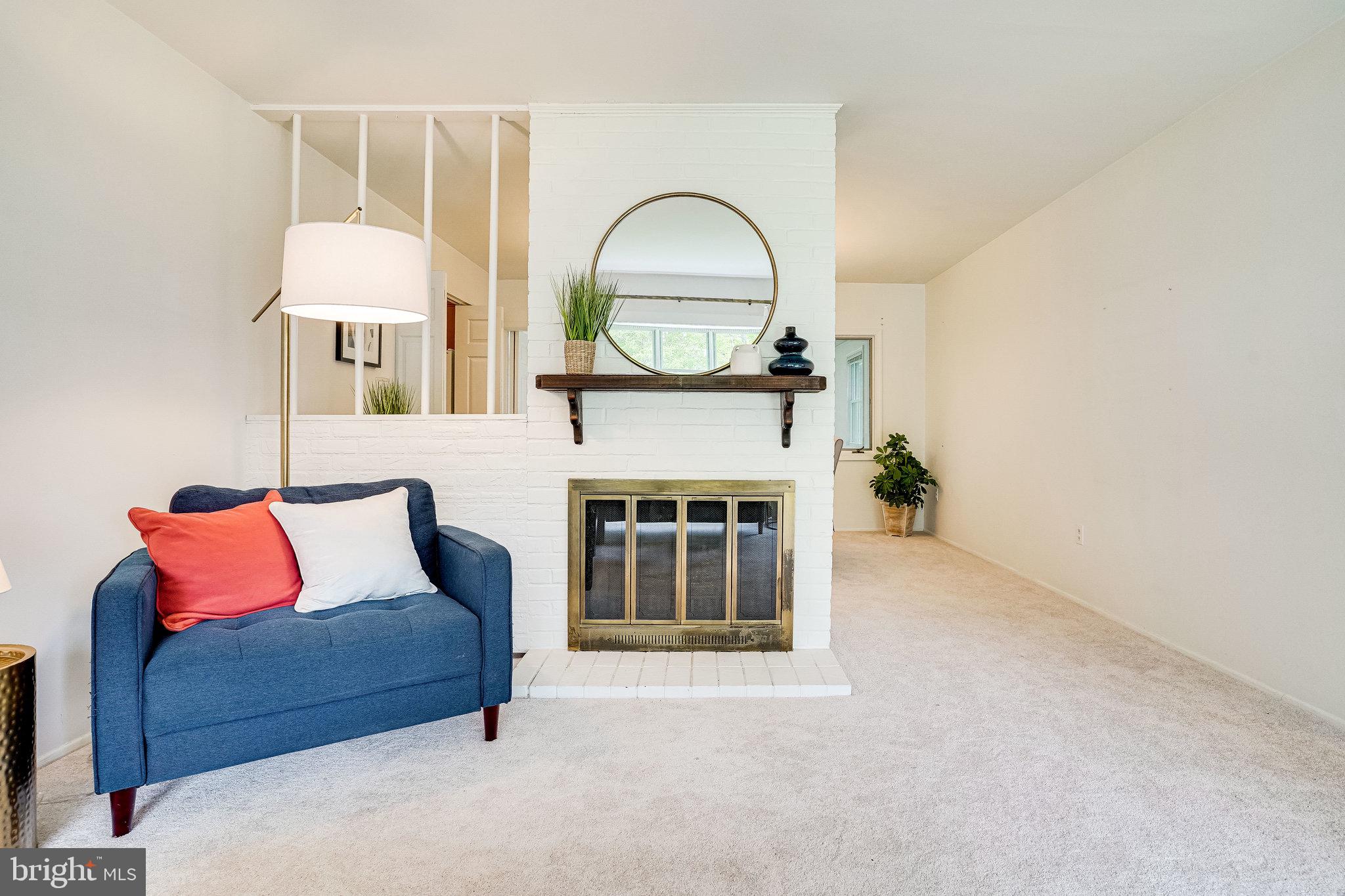 Cozy wood burning fireplace