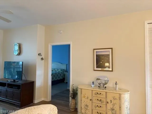 a bedroom with a bed and furniture