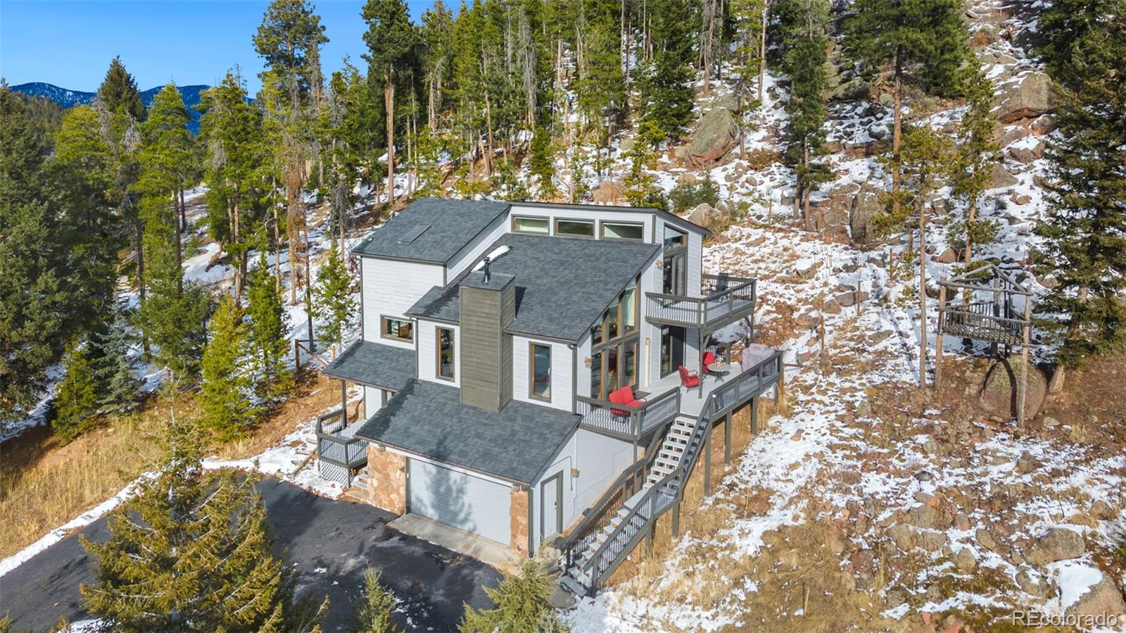 an aerial view of a house