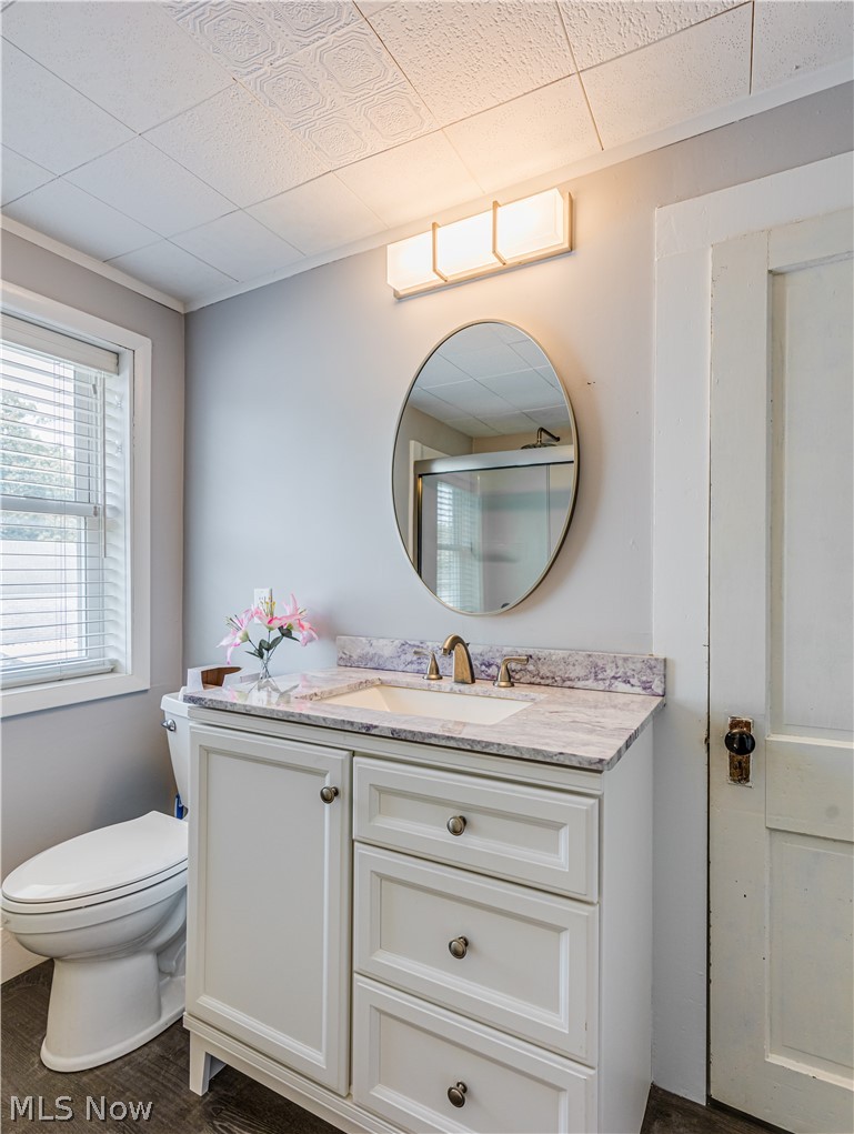 880 West Riddle Avenue Ravenna, OH 44266 - Photo 7 of 14 Bathroom with vanity, toilet, and hardwood / wood-style floors