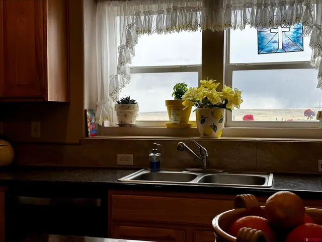 a kitchen with a sink and a window