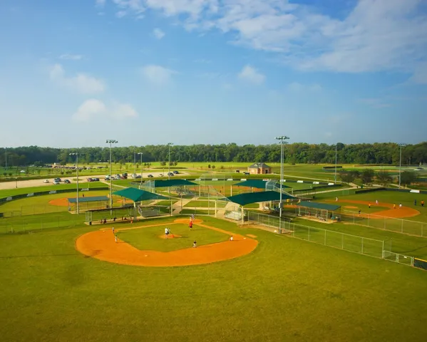 an aerial view of tennis court